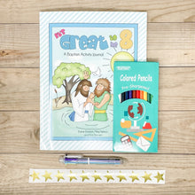 Load image into Gallery viewer, LDS Activity Journal w/ Kit "It's Great to Be 8!" (Baptism Activity Journal / Coloring Book for LDS Kids!)