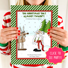 Load image into Gallery viewer, PRINTABLE Christmas Party-in-a-Book™ "The Christmas That Almost Twasn't" (Christmas Treasure Hunt Activity Book for Kids)