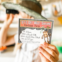 Load image into Gallery viewer, PRINTABLE Safari Birthday Party-in-a-Book™ "Let's Get Wild" (Safari Birthday Treasure Hunt Activity Book for Kids)