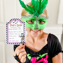 Load image into Gallery viewer, Halloween Party-in-a-Book™ "Frank's Escape" (Halloween Treasure Hunt Activity Book for Kids)