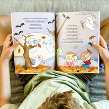 Load image into Gallery viewer, PRINTABLE Halloween Party-in-a-Book™ "Ghosts On The Fly" (Halloween Treasure Hunt Activity Book for Kids)
