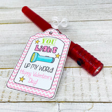 Load image into Gallery viewer, PRINTABLE Valentine's Tag "Light Up My World" (Printable Valentine for Kids!)
