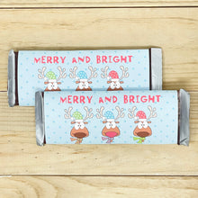 Load image into Gallery viewer, PRINTABLE Christmas Treat Tags "Merry and Bright" (Printable Christmas Candy Bar Wrapper and Gift Idea)
