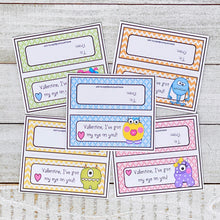 Load image into Gallery viewer, PRINTABLE Valentine's Tag "Monsters" (Printable Valentine for Kids!)