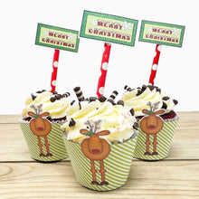Load image into Gallery viewer, PRINTABLE Christmas Cupcake Label "Rudy the Reindeer" (Printable Christmas Treat Label and Gift Idea for Kids!)