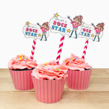 Load image into Gallery viewer, "Rock Star (Girl)" Printable Birthday Cupcake Liner and Label