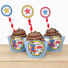 Load image into Gallery viewer, "Super Dad" Printable Father's Day Cupcake Liner and Label
