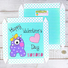 Load image into Gallery viewer, PRINTABLE Valentine's Treat Holder "Monsters" (Printable Valentine's Candy Box for Kids!)