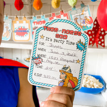 Load image into Gallery viewer, PRINTABLE Superhero Birthday Party-in-a-Book™ &quot;Thor&quot; (Superhero Birthday Party Treasure Hunt Activity Book for Kids)
