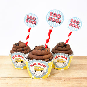 "Boo Hoo, Back to School" Printable Cupcake Liner and Label