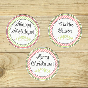 PRINTABLE Christmas Treat Tags "Happy Holidays!" (Printable Happy Holidays Treat Tags and Gift Idea)