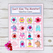 Load image into Gallery viewer, PRINTABLE Valentine&#39;s Activity &quot;Don&#39;t Kiss The Monster!&quot; (Printable Valentine&#39;s Game for Kids!)
