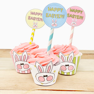 "Easter Bunny" Printable Easter Cupcake Liner and Label