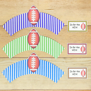 "Football" Printable Cupcake Liner and Label
