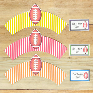 "Football" Printable Cupcake Liner and Label