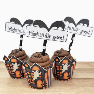 "Haunted House" Printable Halloween Cupcake Liner and Label