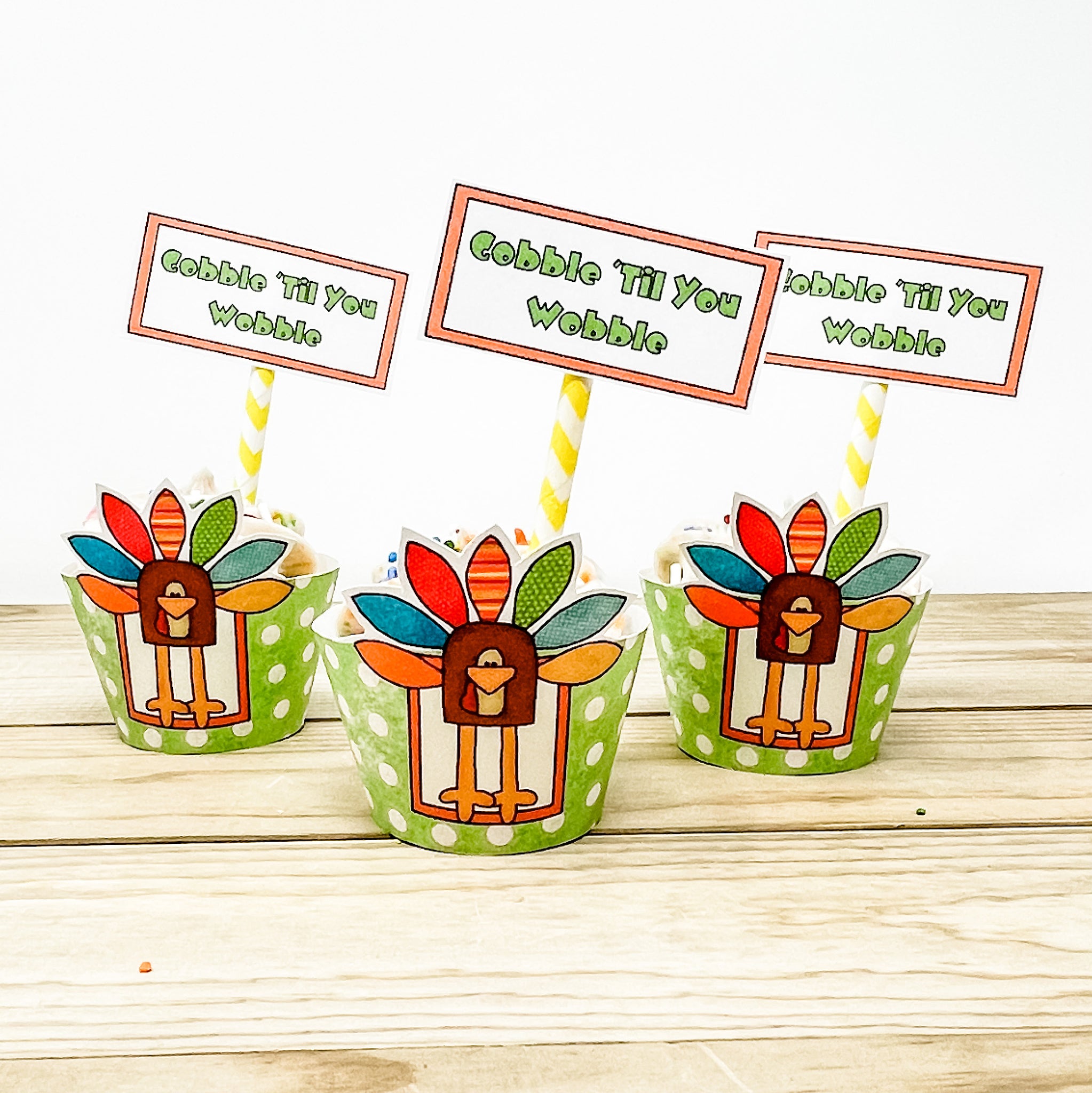 "Tom Turkey" Printable Cupcake Liner and Label DOWNLOAD NOW Parties