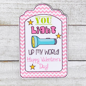 PRINTABLE Valentine's Tag "Light Up My World" (Printable Valentine for Kids!)