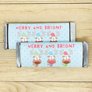 PRINTABLE Christmas Treat Tags "Merry and Bright" (Printable Christmas Candy Bar Wrapper and Gift Idea)