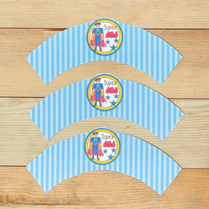 "Super Dad" Printable Father's Day Cupcake Liner and Label