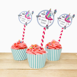 "Unicorn" Printable Birthday Cupcake Liner and Label