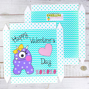 PRINTABLE Valentine's Treat Holder "Monsters" (Printable Valentine's Candy Box for Kids!)