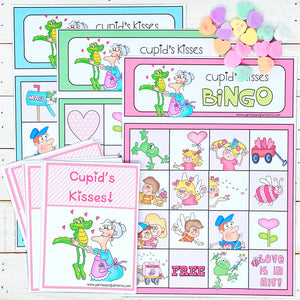 PRINTABLE Valentine's Bingo Activity "Cupid’s Kisses" (Printable Valentine's Game for Kids!)
